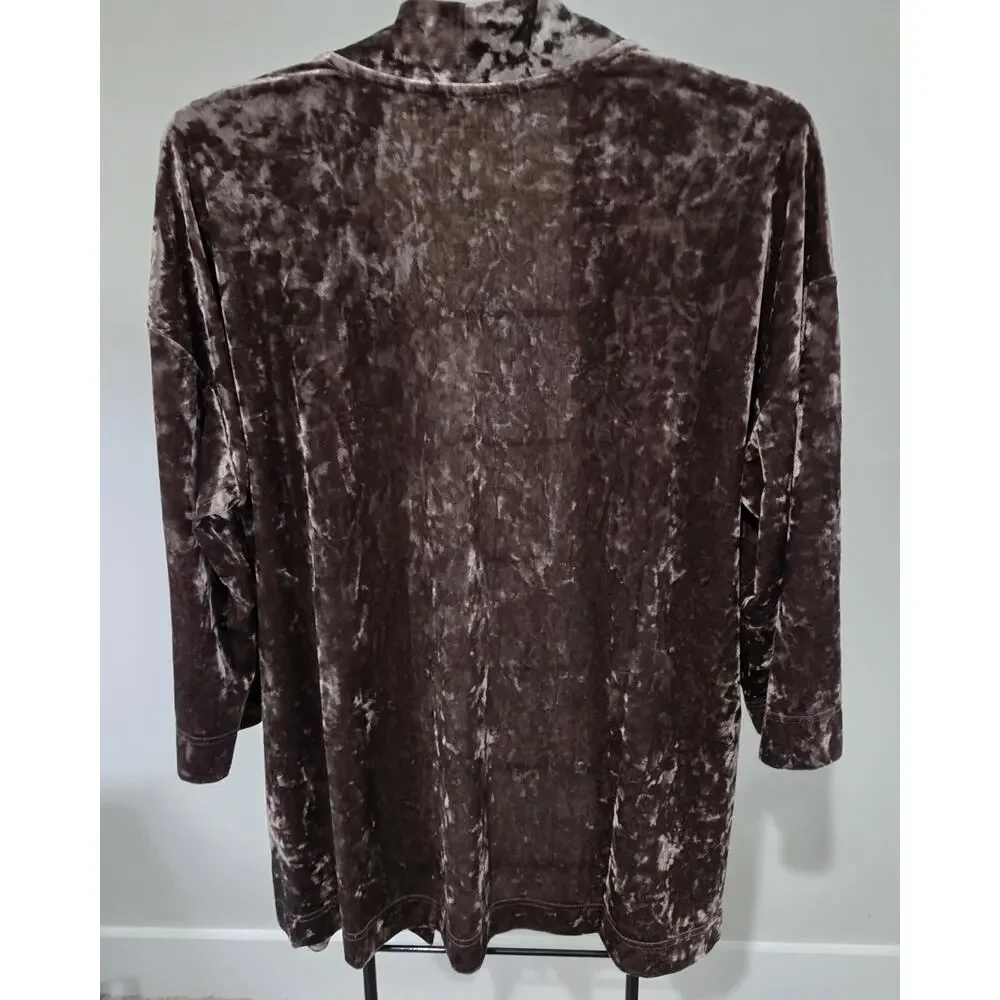 Belle Boho Kim Gravel Size Med Espresso Crushed Velvet Topper A666903 NWOT